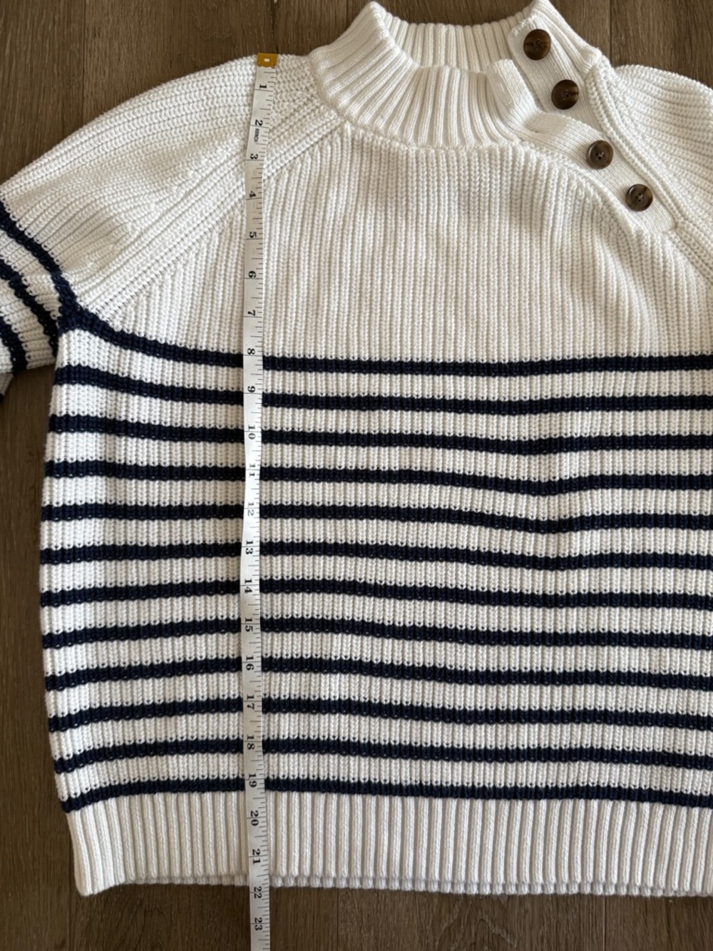 J.Crew Striped Button-Shoulder Rollneck Sweater - Size S - 100% Cotton - Picture 7 of 10